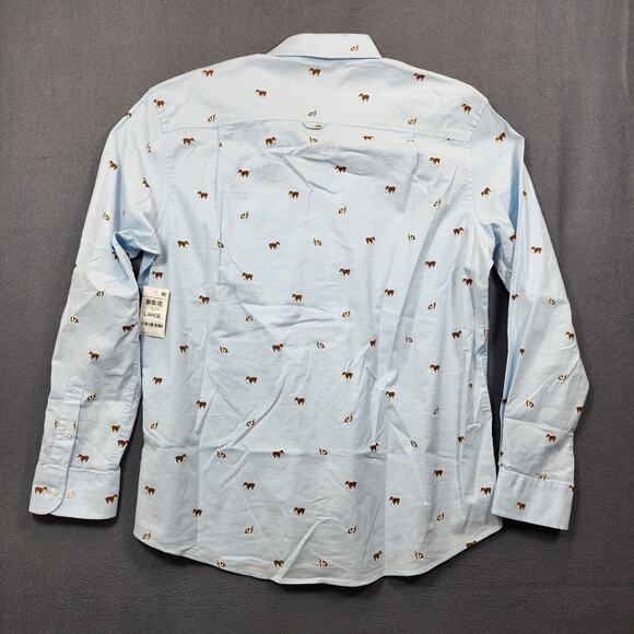 Club Room Mens Shirt Large Blue Dogs Bulldog Novelty Long Sleeve Button Up NEW - Picture 16 of 16